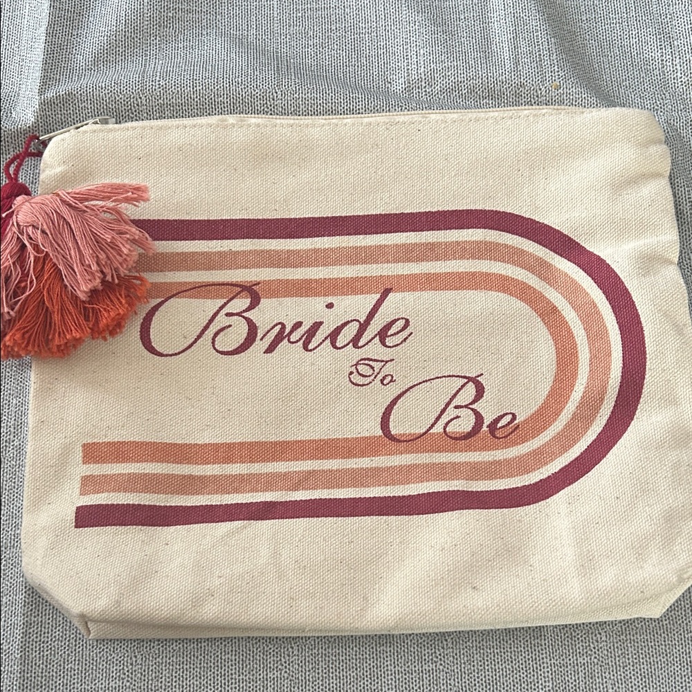 Bride To Be Canvas Pouch - Cream and Pink